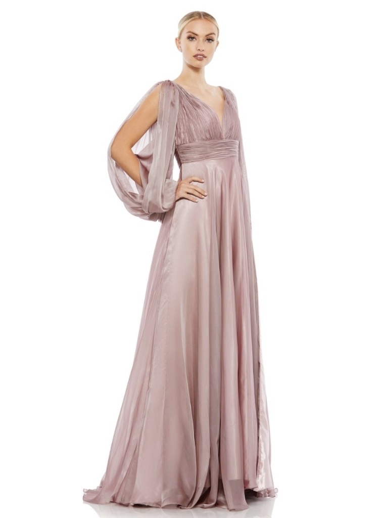 Mac Duggal Chiffon Open Sleeve A Line Gown
